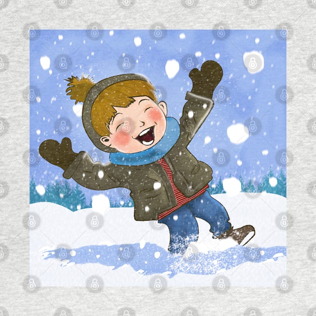 Boy Having Fun In Snow by IstoriaDesign